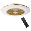 LED loftlampe med ventilator dæmpbar ARIA LED/38W/230V 3000-6000K guldfarvet + fjernbetjening