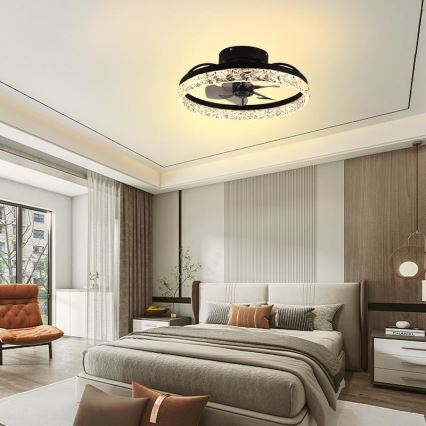 LED Loftlampe med ventilator dæmpbar LED/35W/230V 3000-6500K sort + fjernbetjening