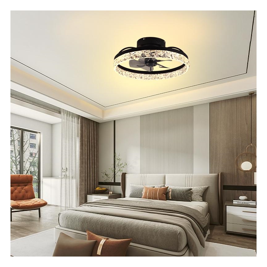 LED Loftlampe med ventilator dæmpbar LED/35W/230V 3000-6500K sort + fjernbetjening