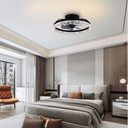 LED Loftlampe med ventilator dæmpbar LED/35W/230V 3000-6500K sort + fjernbetjening