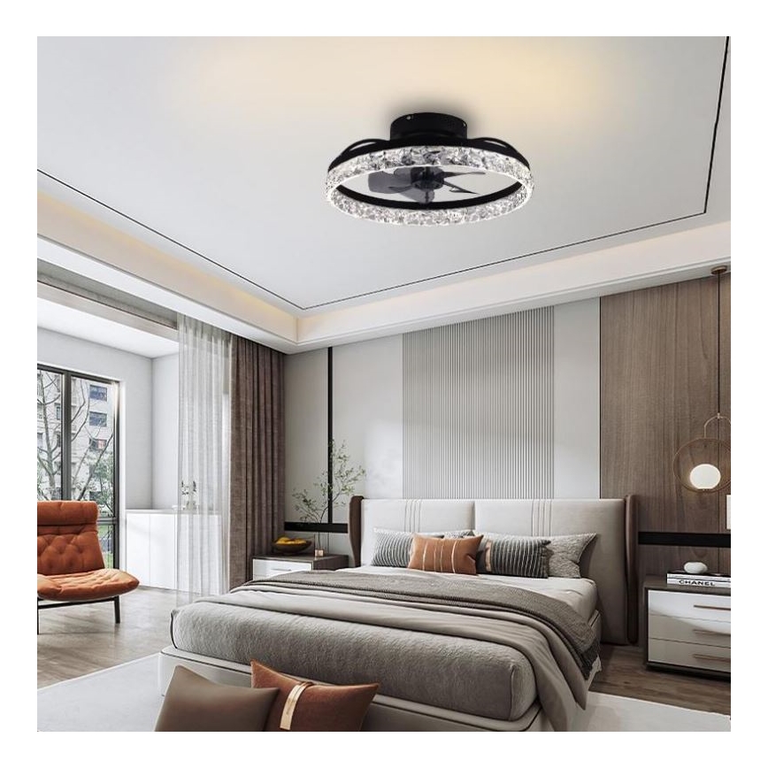 LED Loftlampe med ventilator dæmpbar LED/35W/230V 3000-6500K sort + fjernbetjening