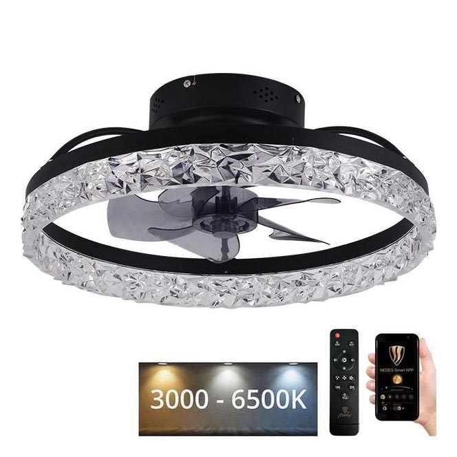 LED Loftlampe med ventilator dæmpbar LED/35W/230V 3000-6500K sort + fjernbetjening