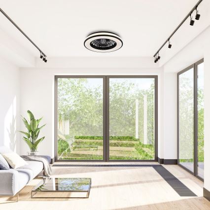 LED loftlampe med ventilator dæmpbar LED/48W/230V 3000-6500K + fjernbetjening sort
