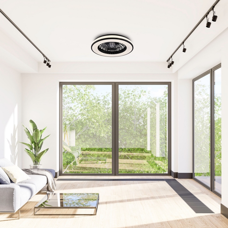 LED loftlampe med ventilator dæmpbar LED/48W/230V 3000-6500K + fjernbetjening sort