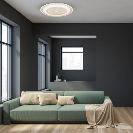 LED Loftlampe med ventilator dæmpbar ZEPHYR LED/48W/230V 3000-6000K guldfarvet + fjernbetjening