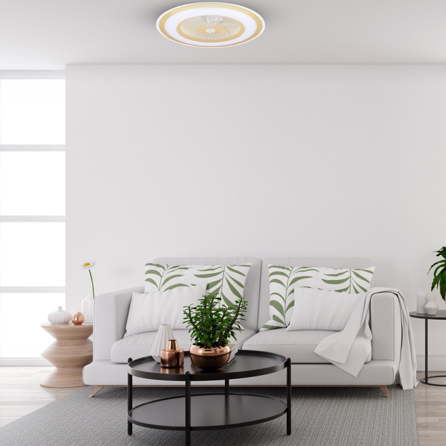 LED Loftlampe med ventilator dæmpbar ZEPHYR LED/48W/230V 3000-6000K guldfarvet + fjernbetjening