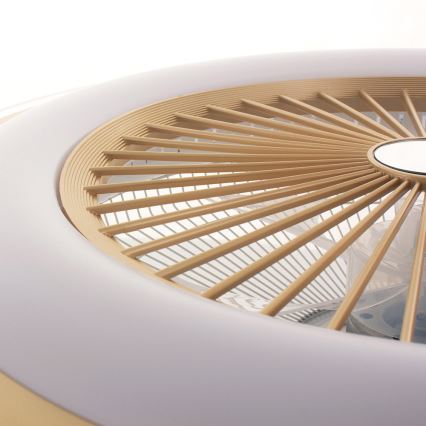 LED Loftlampe med ventilator dæmpbar ZEPHYR LED/48W/230V 3000-6000K guldfarvet + fjernbetjening