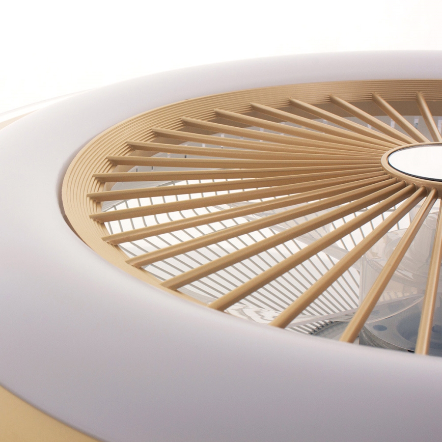 LED Loftlampe med ventilator dæmpbar ZEPHYR LED/48W/230V 3000-6000K guldfarvet + fjernbetjening