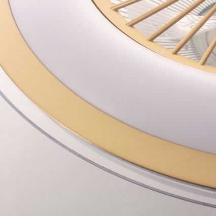 LED Loftlampe med ventilator dæmpbar ZEPHYR LED/48W/230V 3000-6000K guldfarvet + fjernbetjening