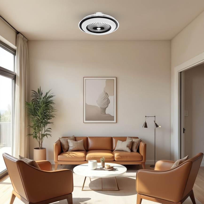 LED Loftlampe med ventilator dæmpbar ZEPHYR LED/48W/230V 3000-6000K sort + fjernbetjening