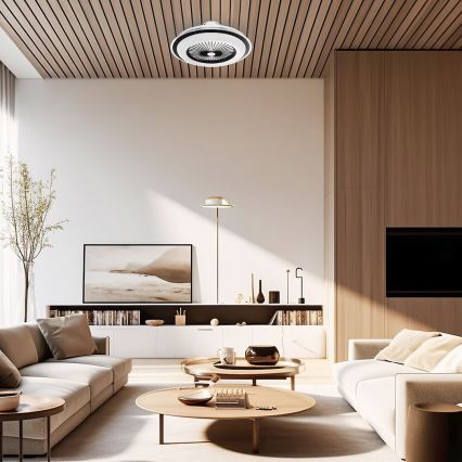 LED Loftlampe med ventilator dæmpbar ZEPHYR LED/48W/230V 3000-6000K sort + fjernbetjening