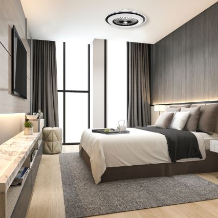 LED loftlampe med ventilator dæmpbar ZONDA LED/48W/230V 3000-6500K sort + fjernbetjening