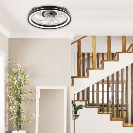 LED Loftlampe med ventilator dæmpbar FARGO LED/37W/230V sort + fjernbetjening