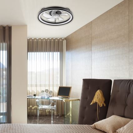 LED Loftlampe med ventilator dæmpbar FARGO LED/37W/230V sort + fjernbetjening