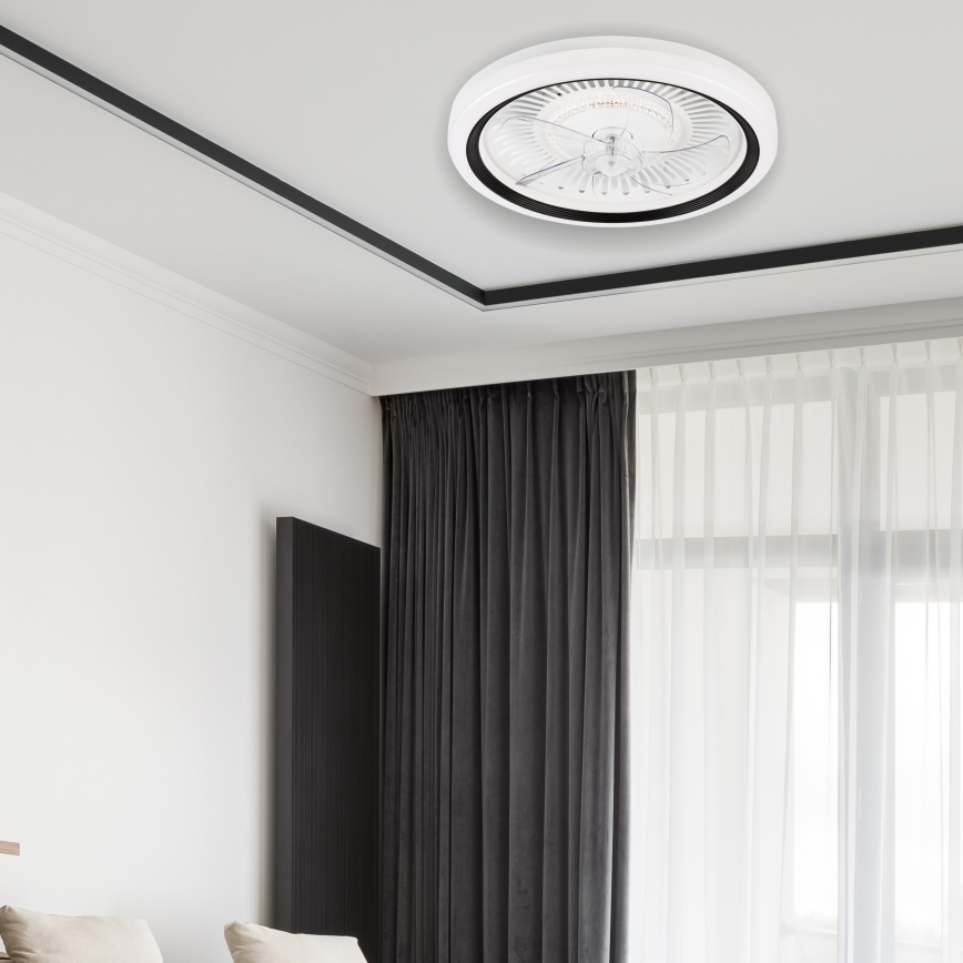 LED Loftlampe med ventilator dæmpbar GEMMA LED/37W/230V hvid + fjernbetjening