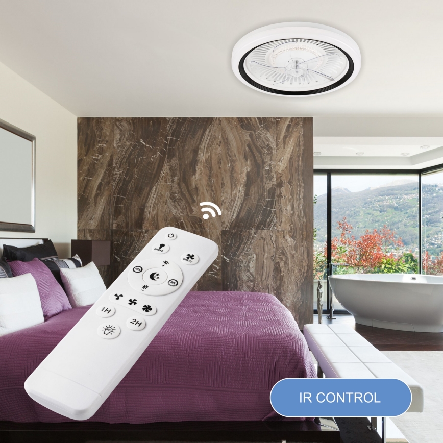 LED Loftlampe med ventilator dæmpbar GEMMA LED/37W/230V hvid + fjernbetjening