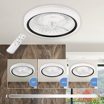 LED Loftlampe med ventilator dæmpbar GEMMA LED/37W/230V hvid + fjernbetjening