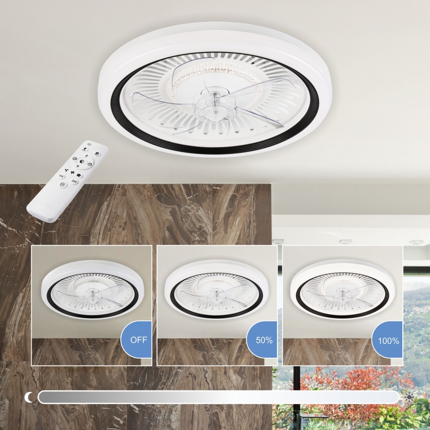 LED Loftlampe med ventilator dæmpbar GEMMA LED/37W/230V hvid + fjernbetjening