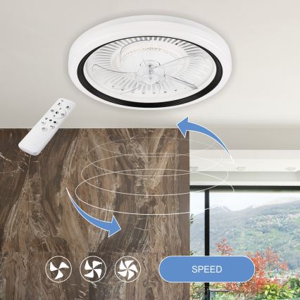 LED Loftlampe med ventilator dæmpbar GEMMA LED/37W/230V hvid + fjernbetjening