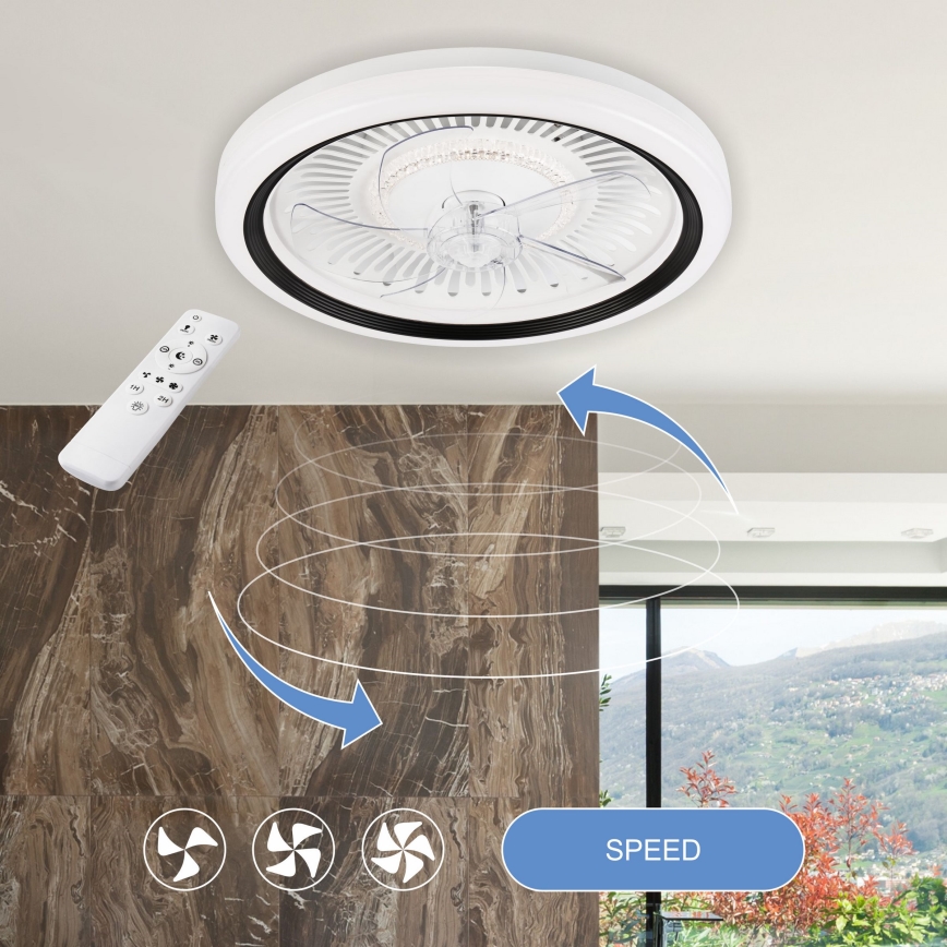 LED Loftlampe med ventilator dæmpbar GEMMA LED/37W/230V hvid + fjernbetjening