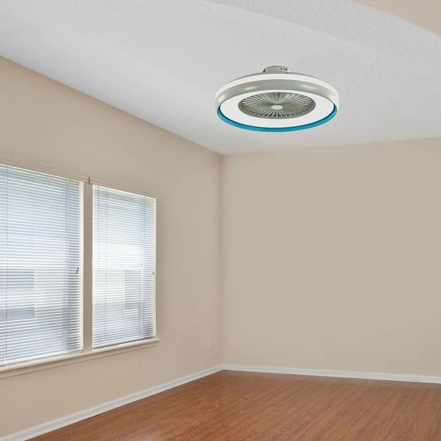 LED loftlampe med ventilator LED/45W/230V 3000/4000/6500K blå + fjernbetjening