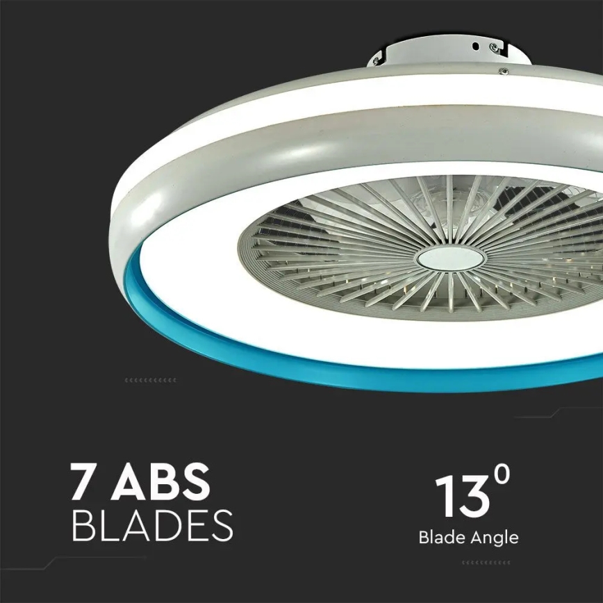 LED loftlampe med ventilator LED/45W/230V 3000/4000/6500K blå + fjernbetjening