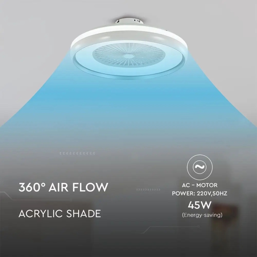 LED loftlampe med ventilator LED/45W/230V 3000/4000/6500K grå + fjernbetjening