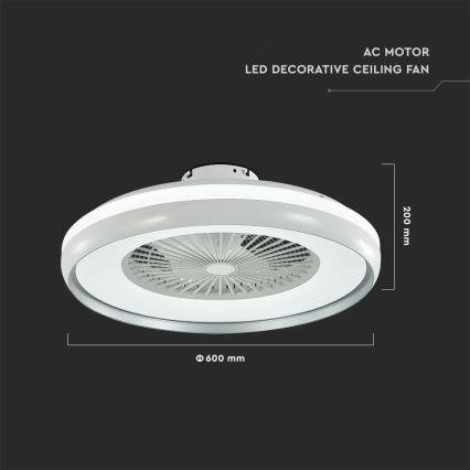 LED loftlampe med ventilator LED/45W/230V 3000/4000/6500K grå + fjernbetjening