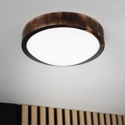 LED loftlampe OAK SLIM LED/20W/230V 4000K Ø 27 cm eg/mørkebrun