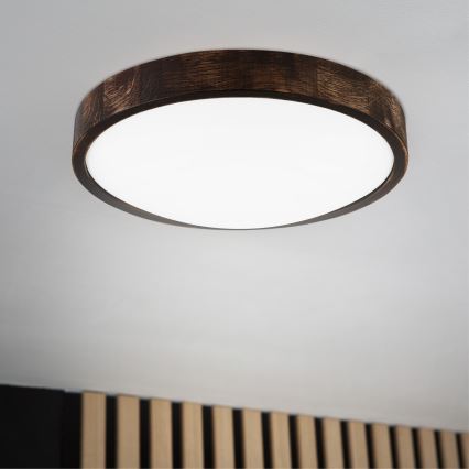 LED-loftlampe OAK SMOKY SLIM LED/36W/230V 4000K Ø 37 cm eg/mørkebrun