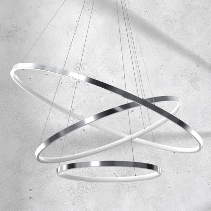 LED lysekrone på kabel ROTONDA LED/93W/230V blank krom