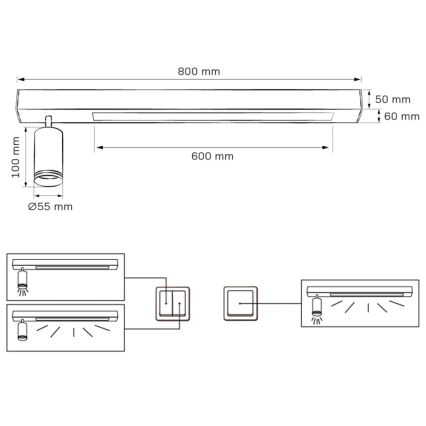 LED loftlampe PARIS LED/24W/230V + 1xGU10/10W sort