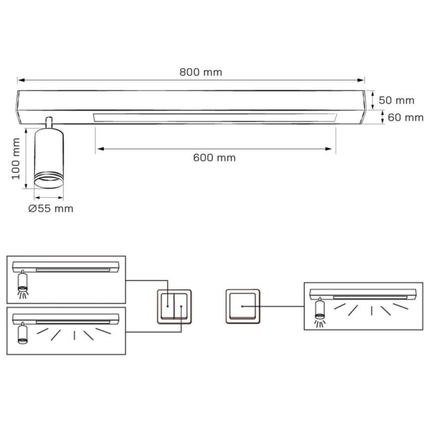 LED loftlampe PARIS LED/24W/230V + 1xGU10/10W sort