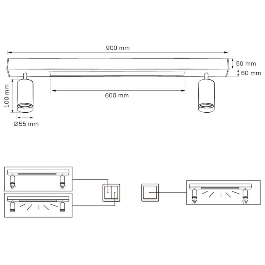 LED loftlampe PARIS LED/24W/230V + 2xGU10/10W sort