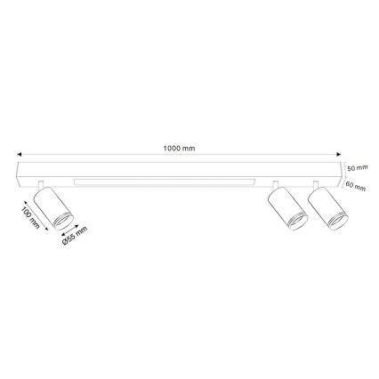 LED loftlampe PARIS LED/24W/230V + 3xGU10/10W sort