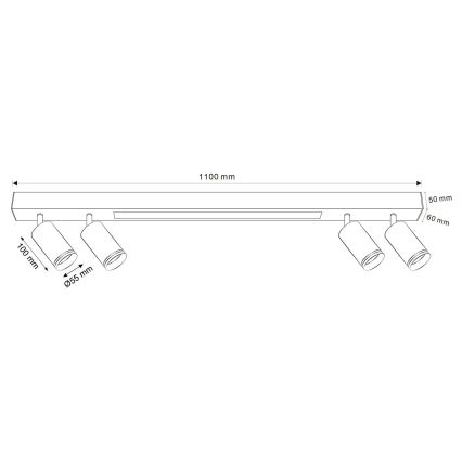 LED loftlampe PARIS LED/24W/230V + 4xGU10/10W sort