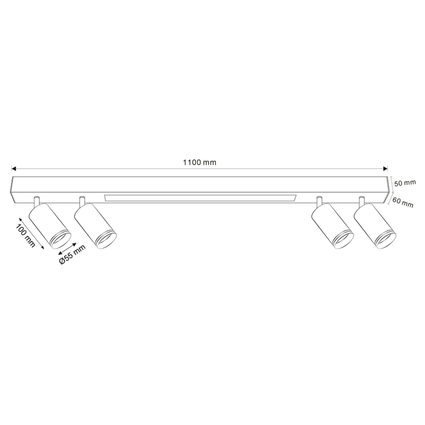 LED loftlampe PARIS LED/24W/230V + 4xGU10/10W sort