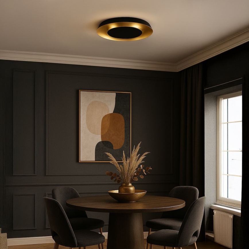 LED loftlampe PIATTINO LED/30W/230V 3000/4000/6000K Ø 40 cm sort/guld