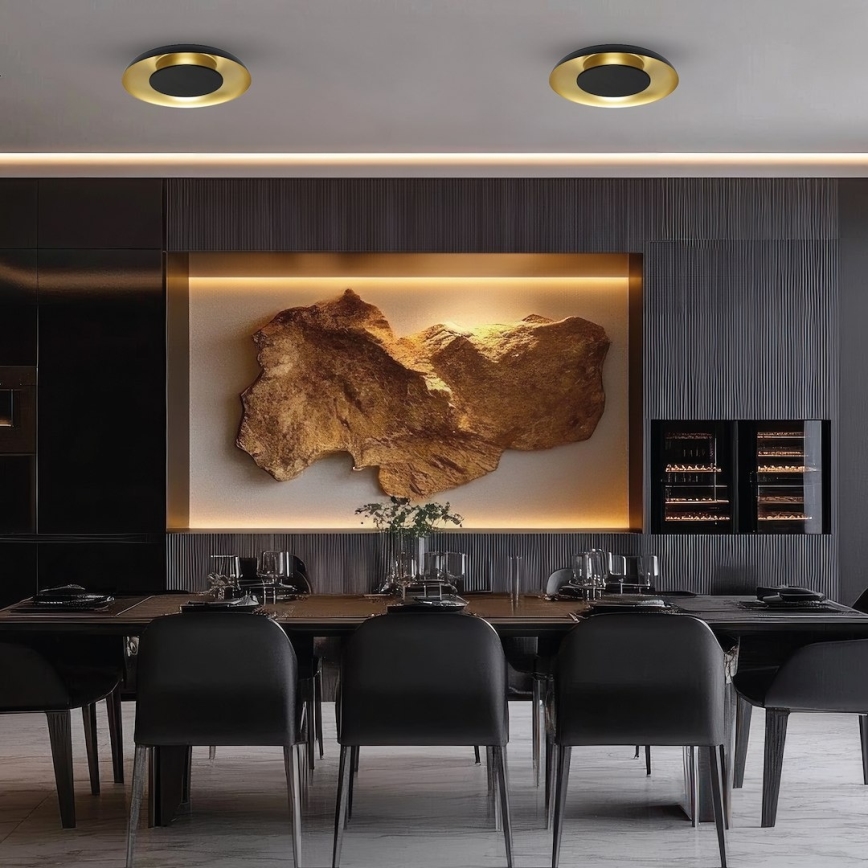 LED loftlampe PIATTINO LED/30W/230V 3000/4000/6000K Ø 40 cm sort/guld