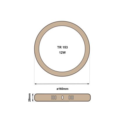 LED loftlampe RING LED/12W/230V 4200K diameter 16 cm brun