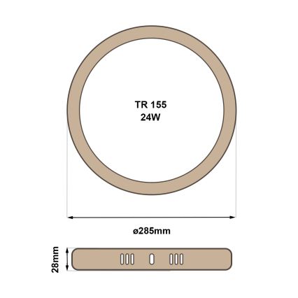 LED loftlampe RING LED/24W/230V 4200K diameter 28,5 cm brun