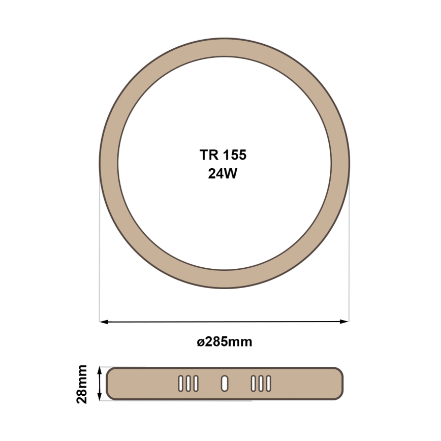 LED loftlampe RING LED/24W/230V 4200K diameter 28,5 cm brun