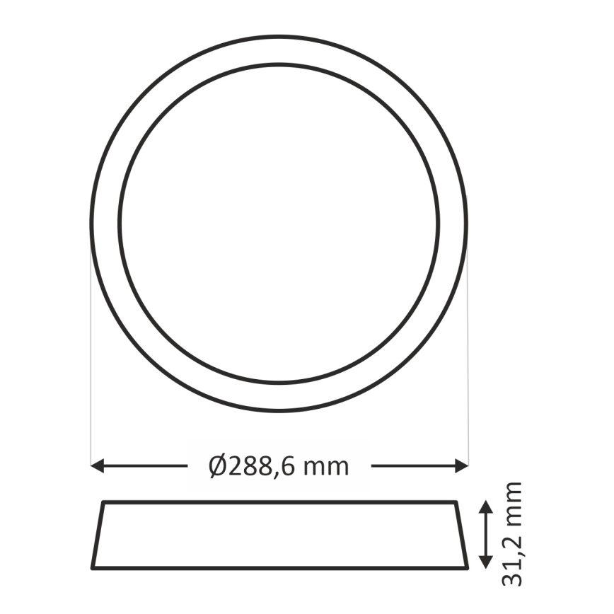 LED loftlampe ROUND LED/24W/230V 4000K diameter 28,8 cm sort