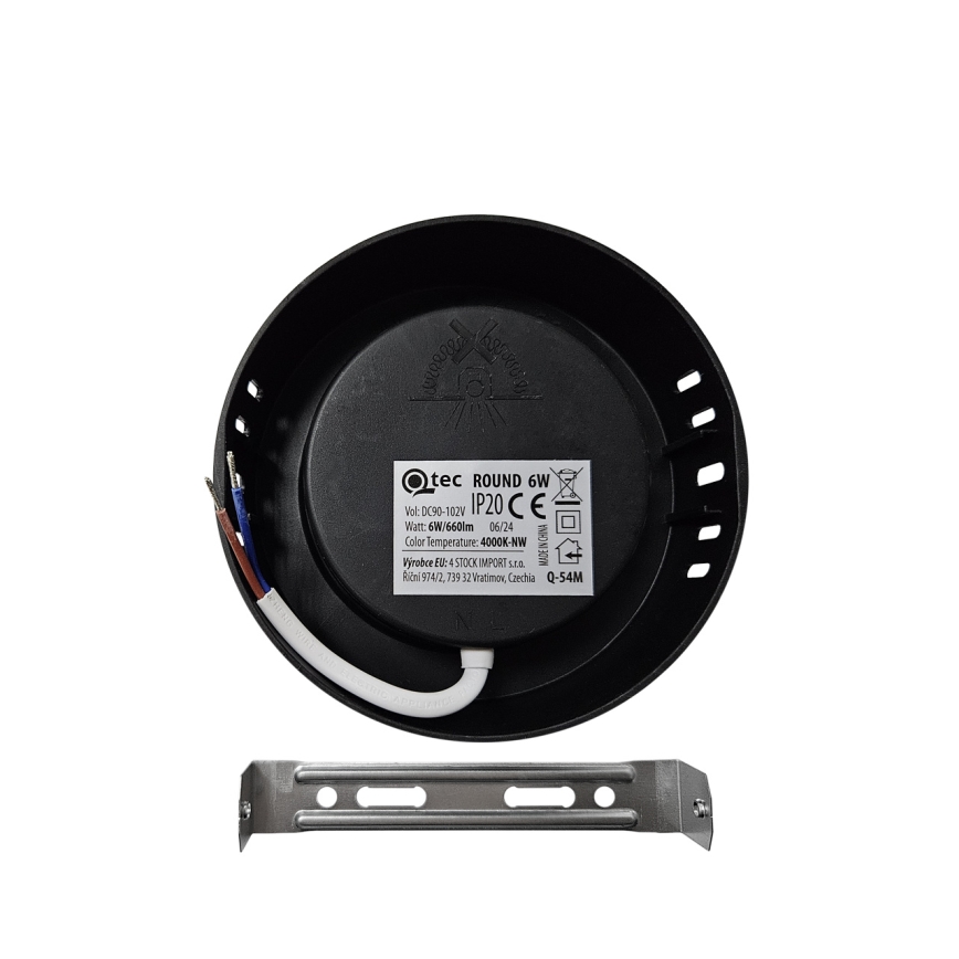 LED loftlampe ROUND LED/6W/230V 4000K diameter 12,1 cm sort