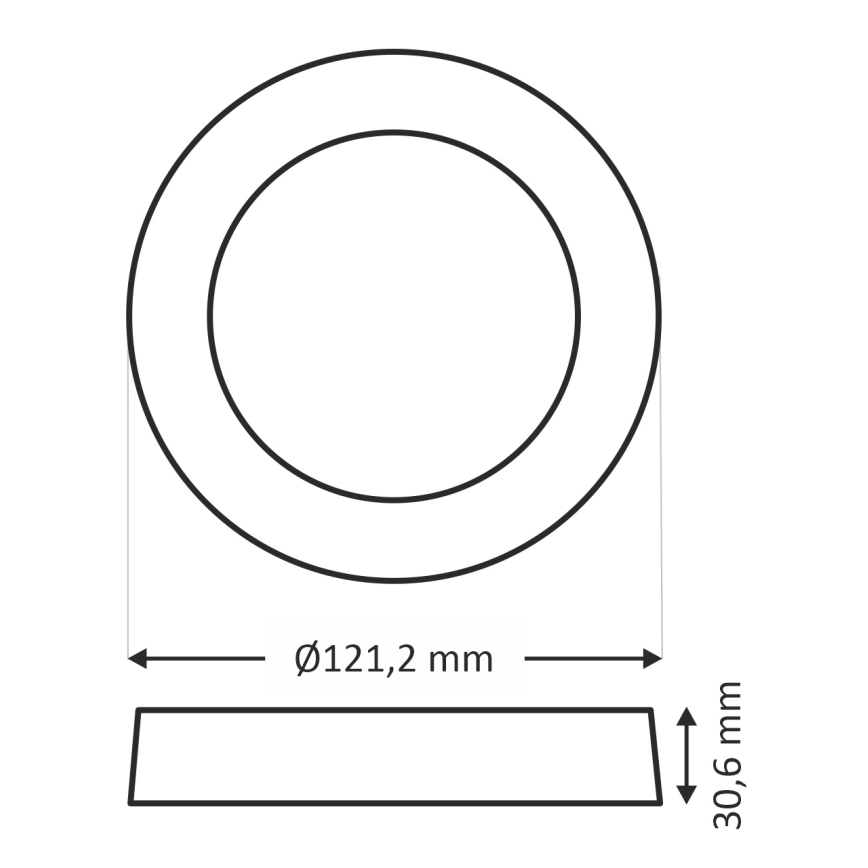 LED loftlampe ROUND LED/6W/230V 4000K diameter 12,1 cm sort