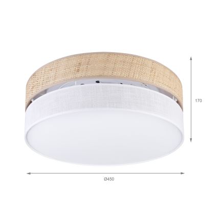 LED-loftlampe SIRJA BOHO, LED/36W/230V, 4000K, Ø 45 cm, beige/hvid