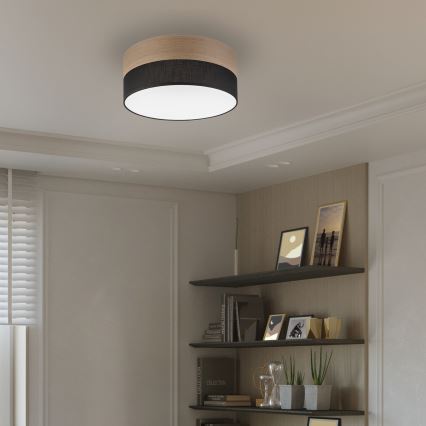 LED loftlampe SIRJA WOOD LED/20W/230V diameter 35 cm sort/eg