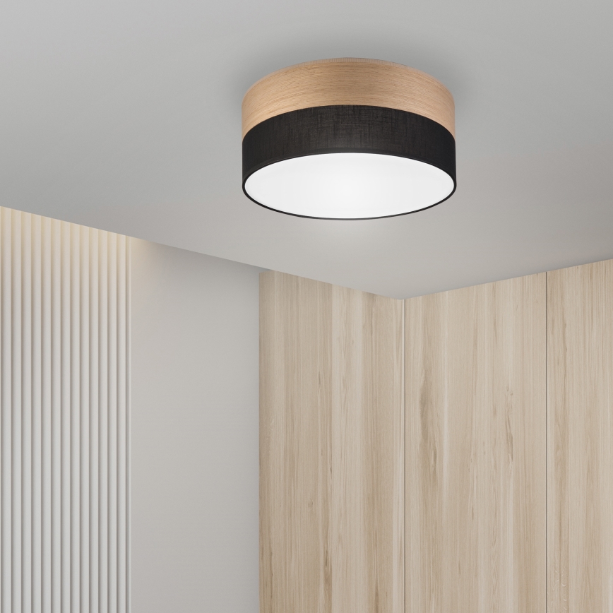 LED loftlampe SIRJA WOOD LED/20W/230V diameter 35 cm sort/eg