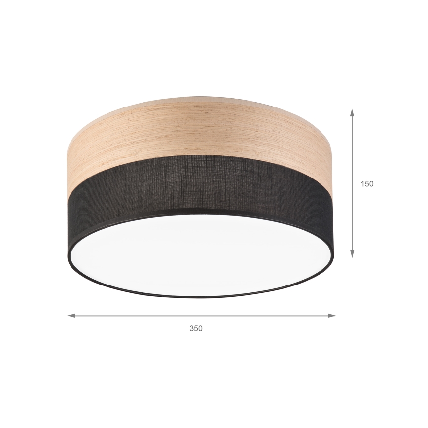LED loftlampe SIRJA WOOD LED/20W/230V diameter 35 cm sort/eg