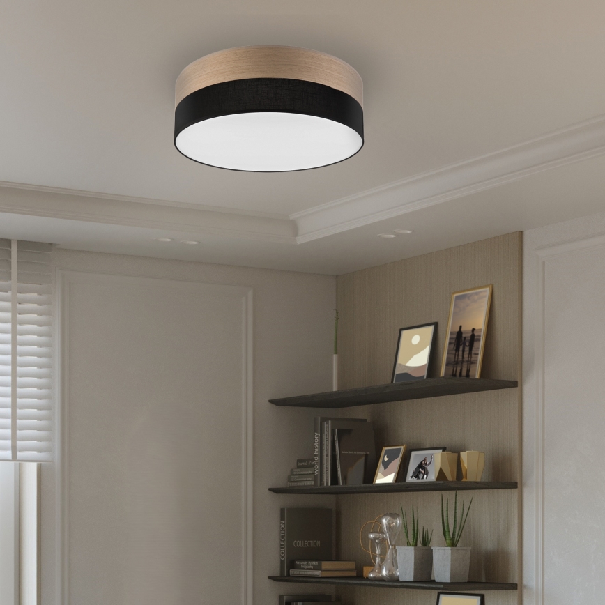 LED loftlampe SIRJA WOOD LED/36W/230V diameter 45 cm sort/eg